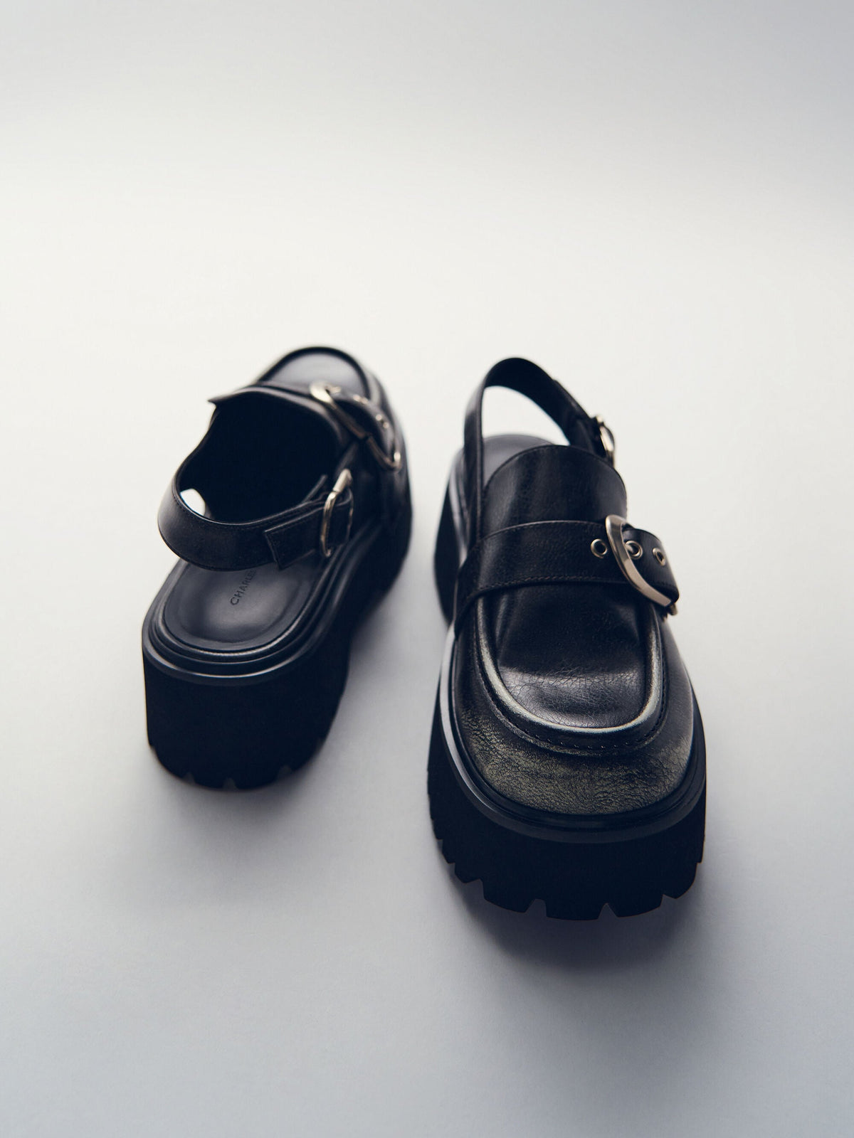 CHARLES & KEITH Sale | Eliot Platform Slingback Loafers - Grey