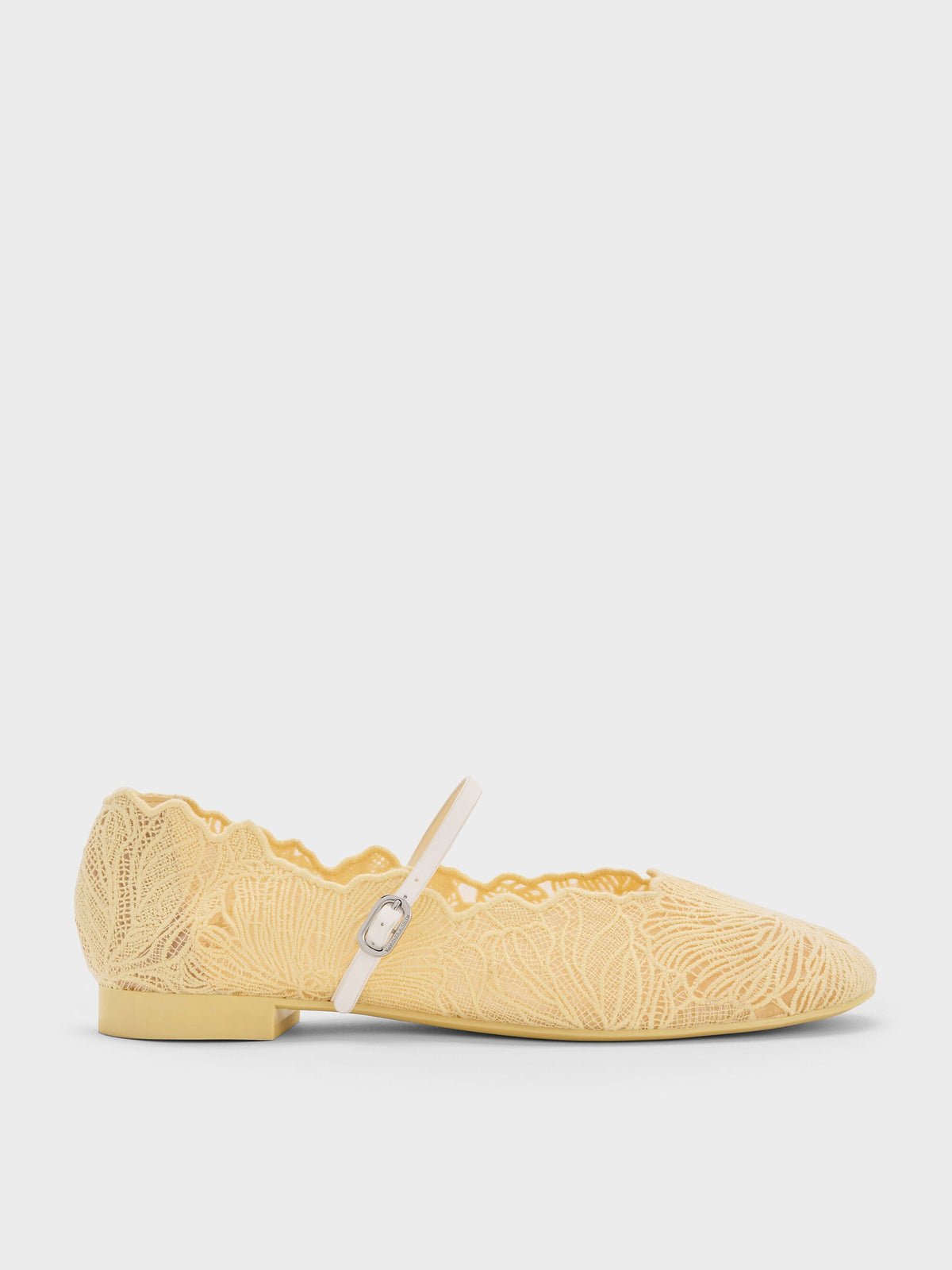 CHARLES & KEITH Essential | Meja Floral Mary Jane Flats - Yellow