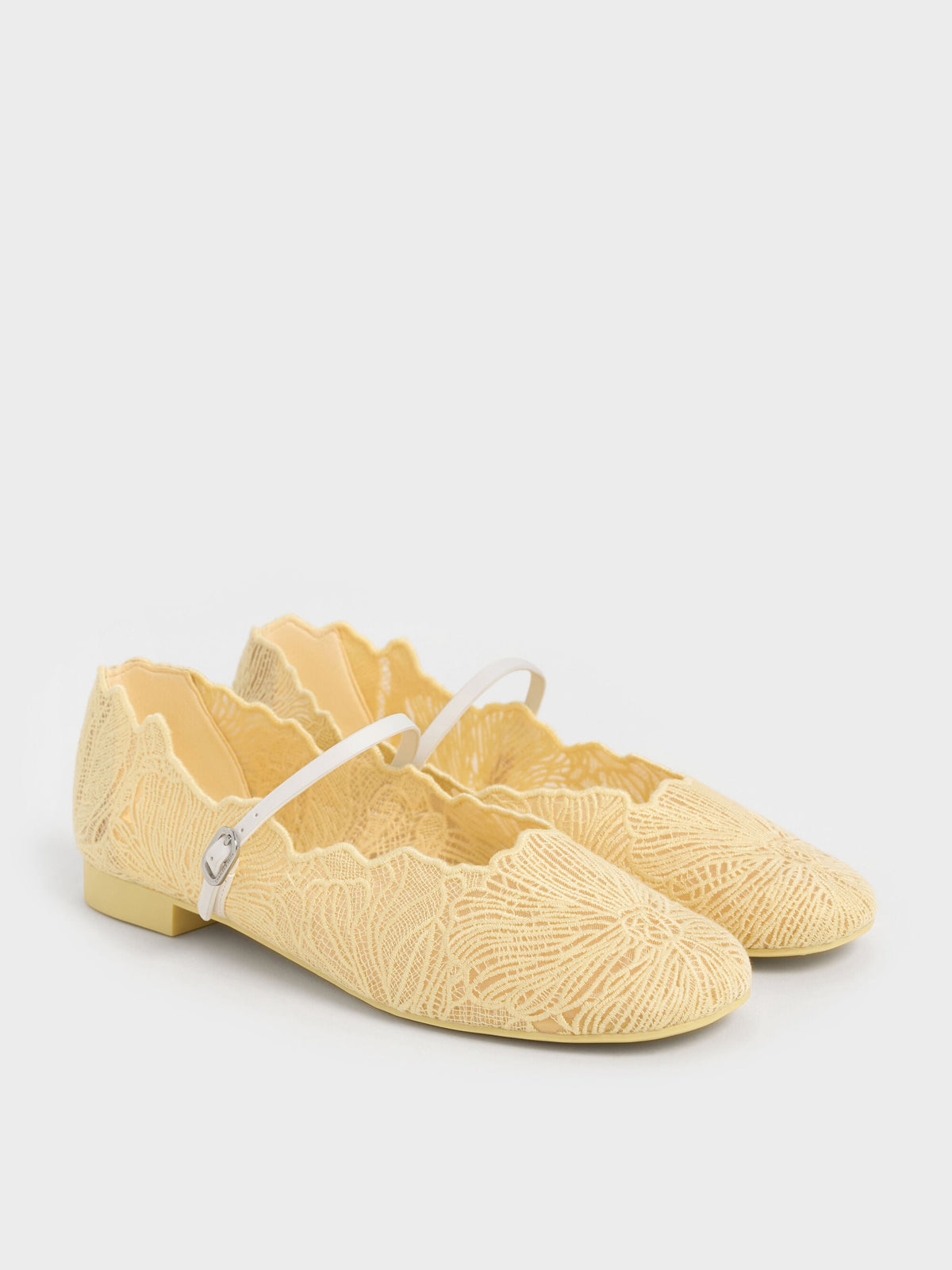 CHARLES & KEITH Essential | Meja Floral Mary Jane Flats - Yellow