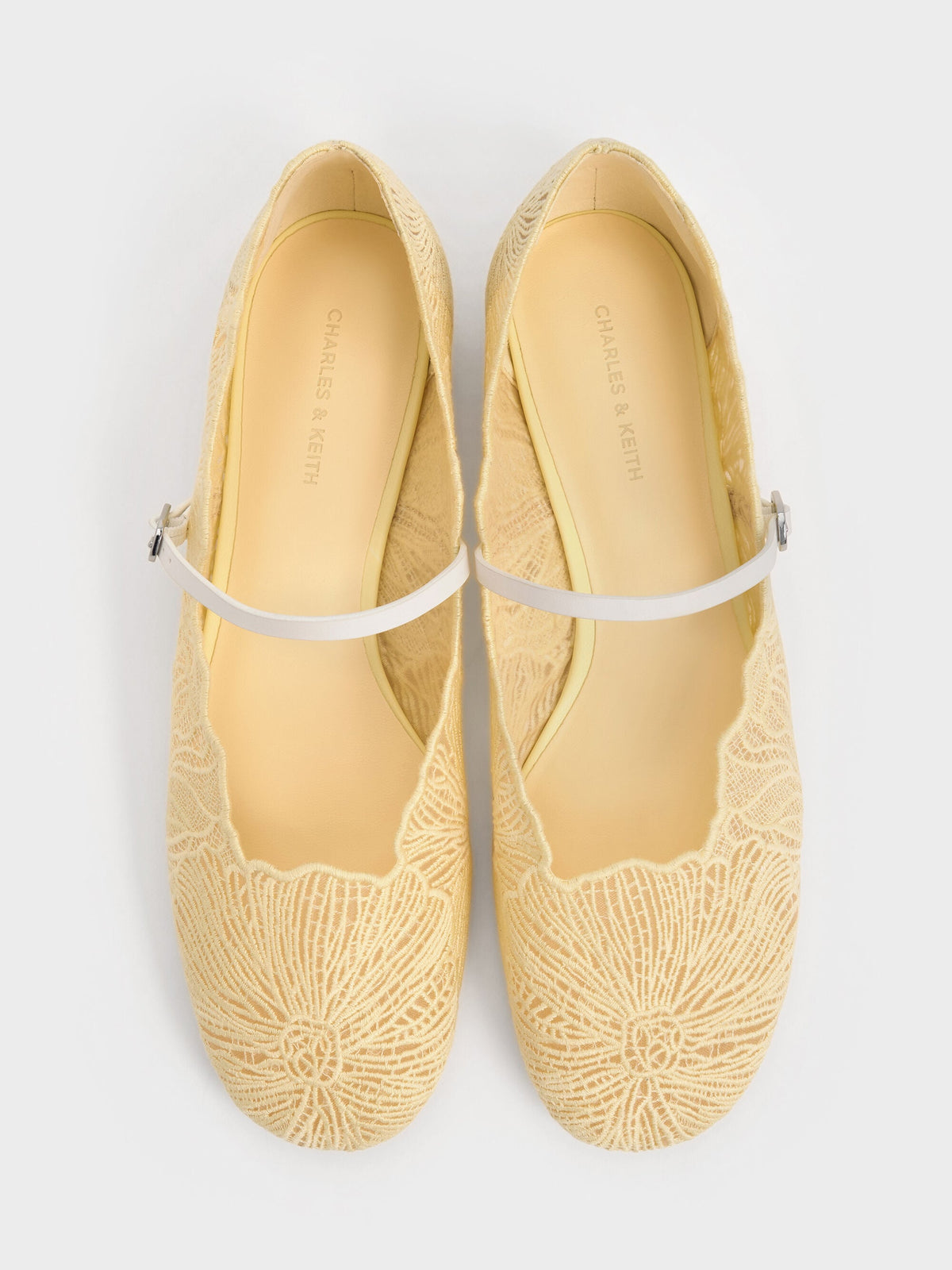 CHARLES & KEITH Essential | Meja Floral Mary Jane Flats - Yellow