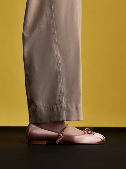 CHARLES & KEITH Top Pick | Emiko Satin Bow Mary Jane Flats - Nude