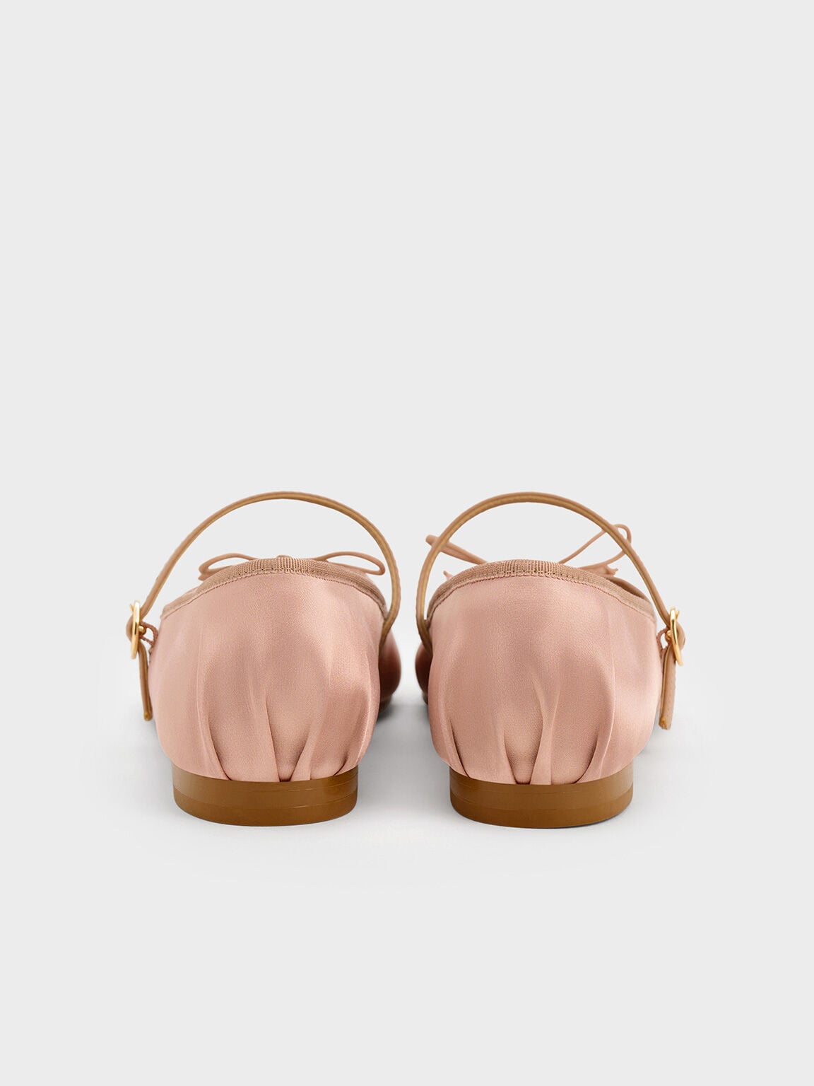 CHARLES & KEITH Top Pick | Emiko Satin Bow Mary Jane Flats - Nude