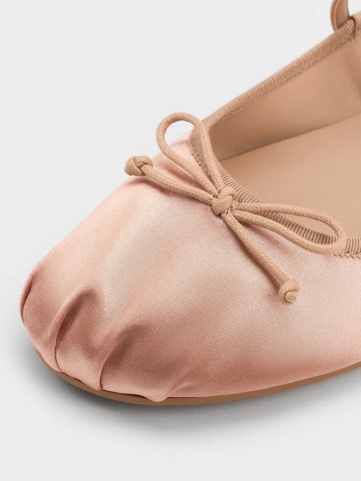 CHARLES & KEITH Top Pick | Emiko Satin Bow Mary Jane Flats - Nude