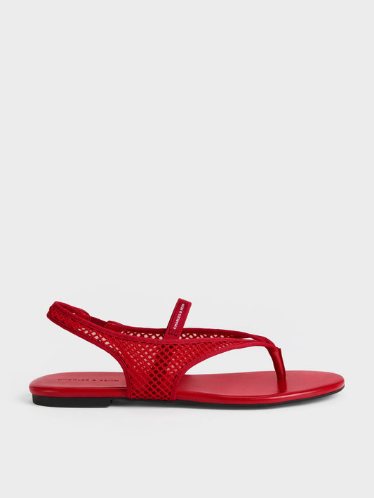 CHARLES & KEITH Great Value | Ellory Mesh Thong Slingback Sandals - Red