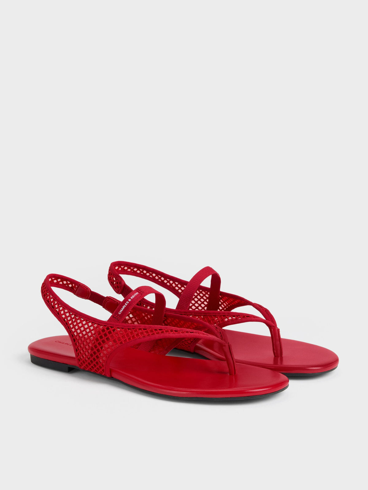 CHARLES & KEITH Great Value | Ellory Mesh Thong Slingback Sandals - Red