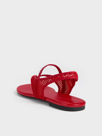 CHARLES & KEITH Great Value | Ellory Mesh Thong Slingback Sandals - Red