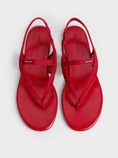 CHARLES & KEITH Great Value | Ellory Mesh Thong Slingback Sandals - Red