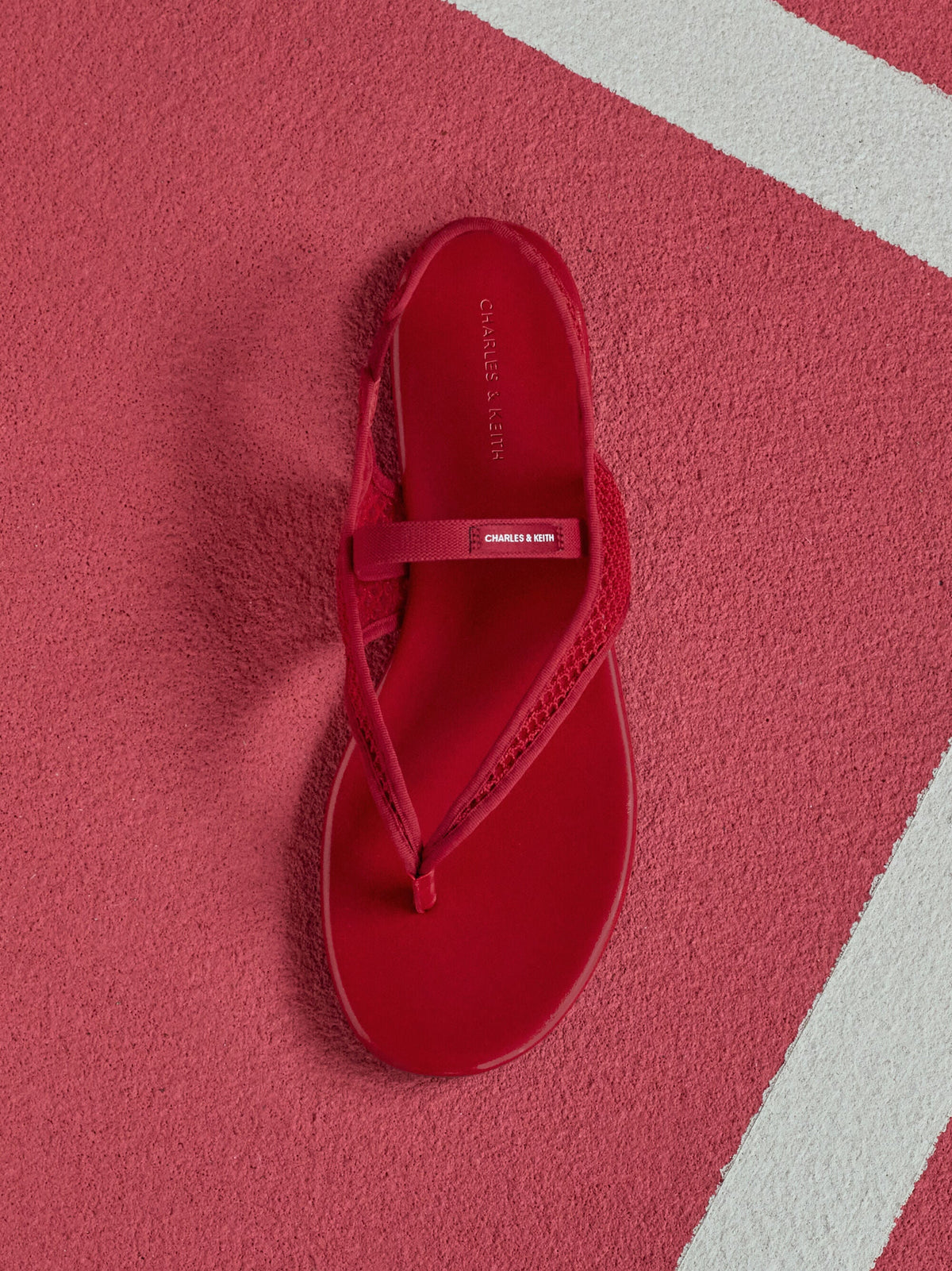 CHARLES & KEITH Great Value | Ellory Mesh Thong Slingback Sandals - Red