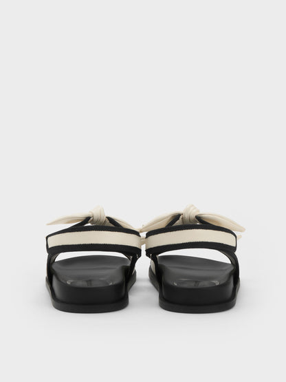 CHARLES & KEITH Deals | Contrast-Trim Knot-Bow Slingback Sandals - Chalk