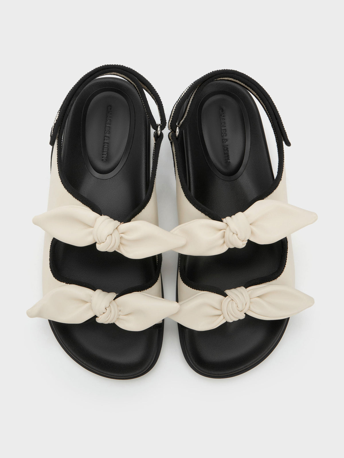 CHARLES & KEITH Deals | Contrast-Trim Knot-Bow Slingback Sandals - Chalk