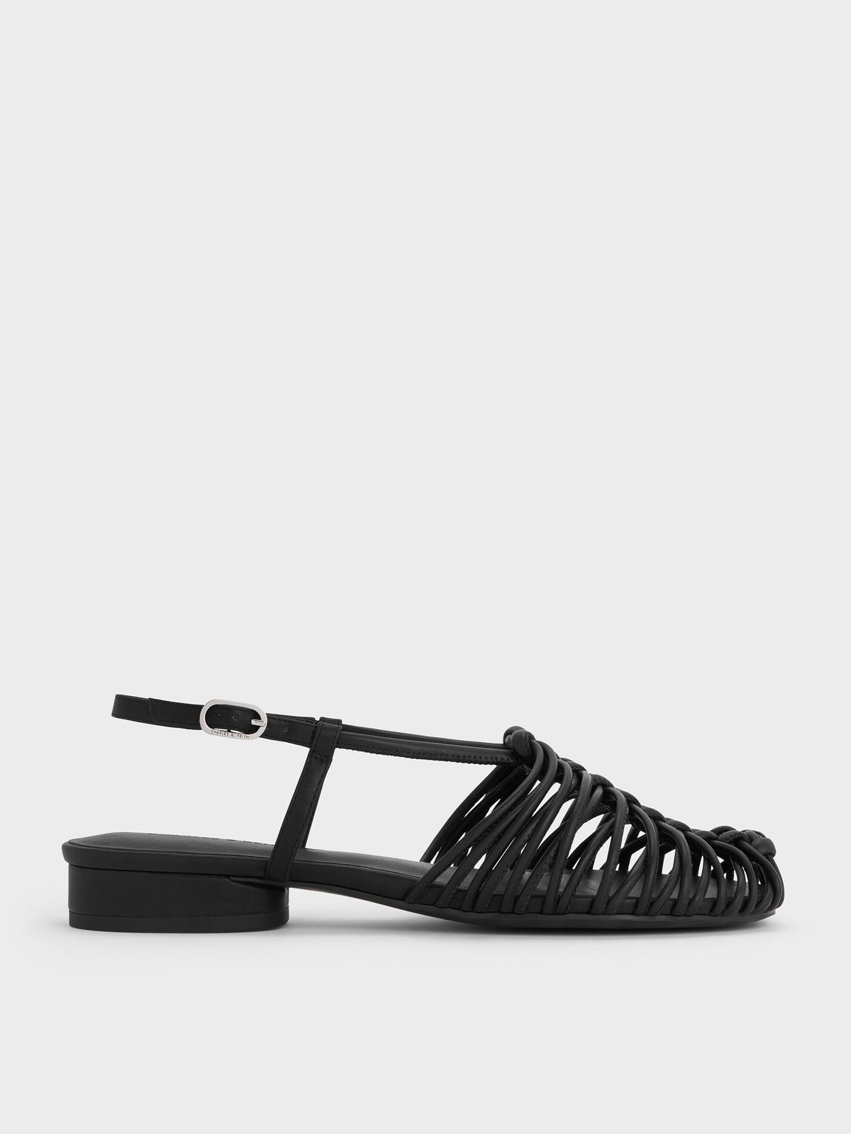 CHARLES & KEITH Top Pick | Linnea Woven Slingback Caged Sandals - Black