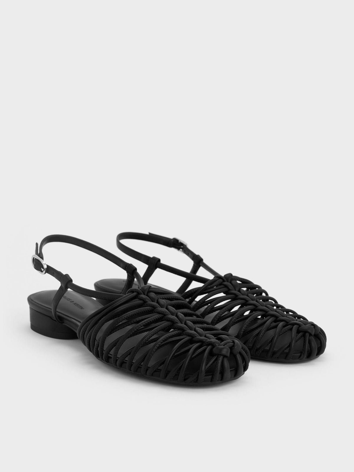 CHARLES & KEITH Top Pick | Linnea Woven Slingback Caged Sandals - Black