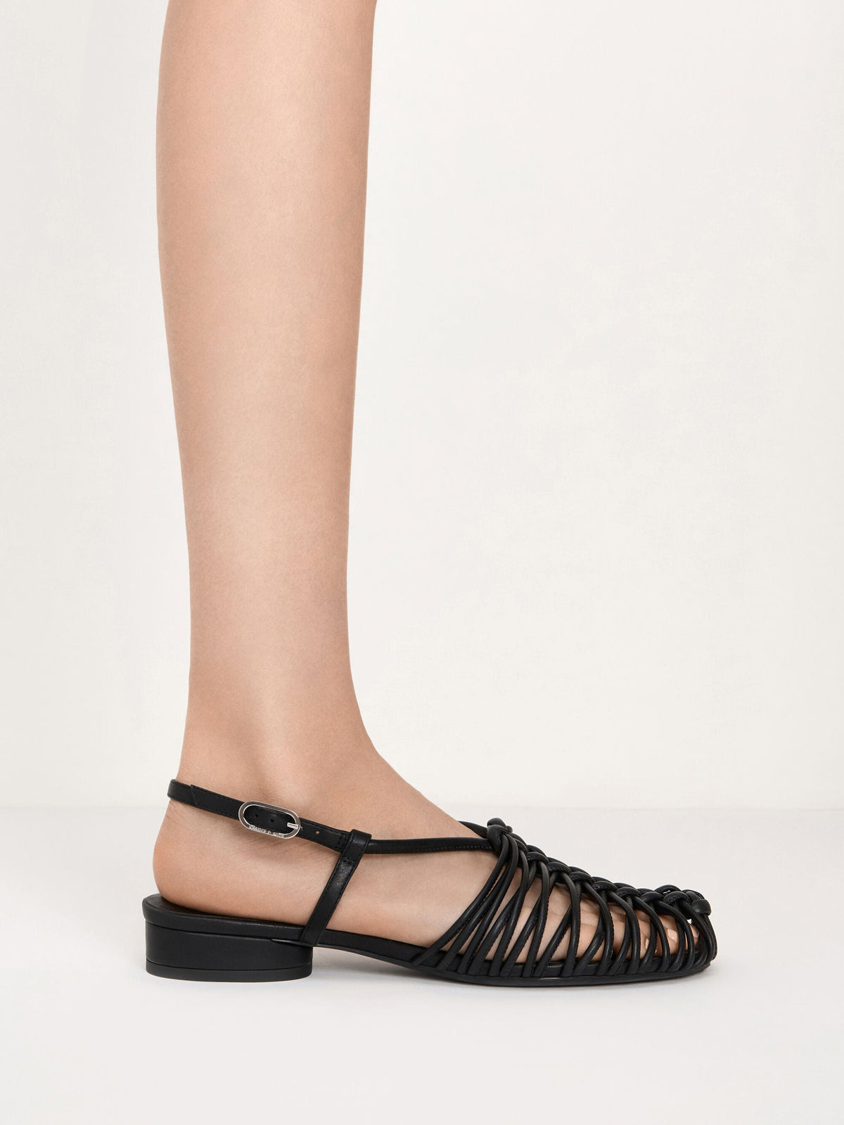CHARLES & KEITH Top Pick | Linnea Woven Slingback Caged Sandals - Black