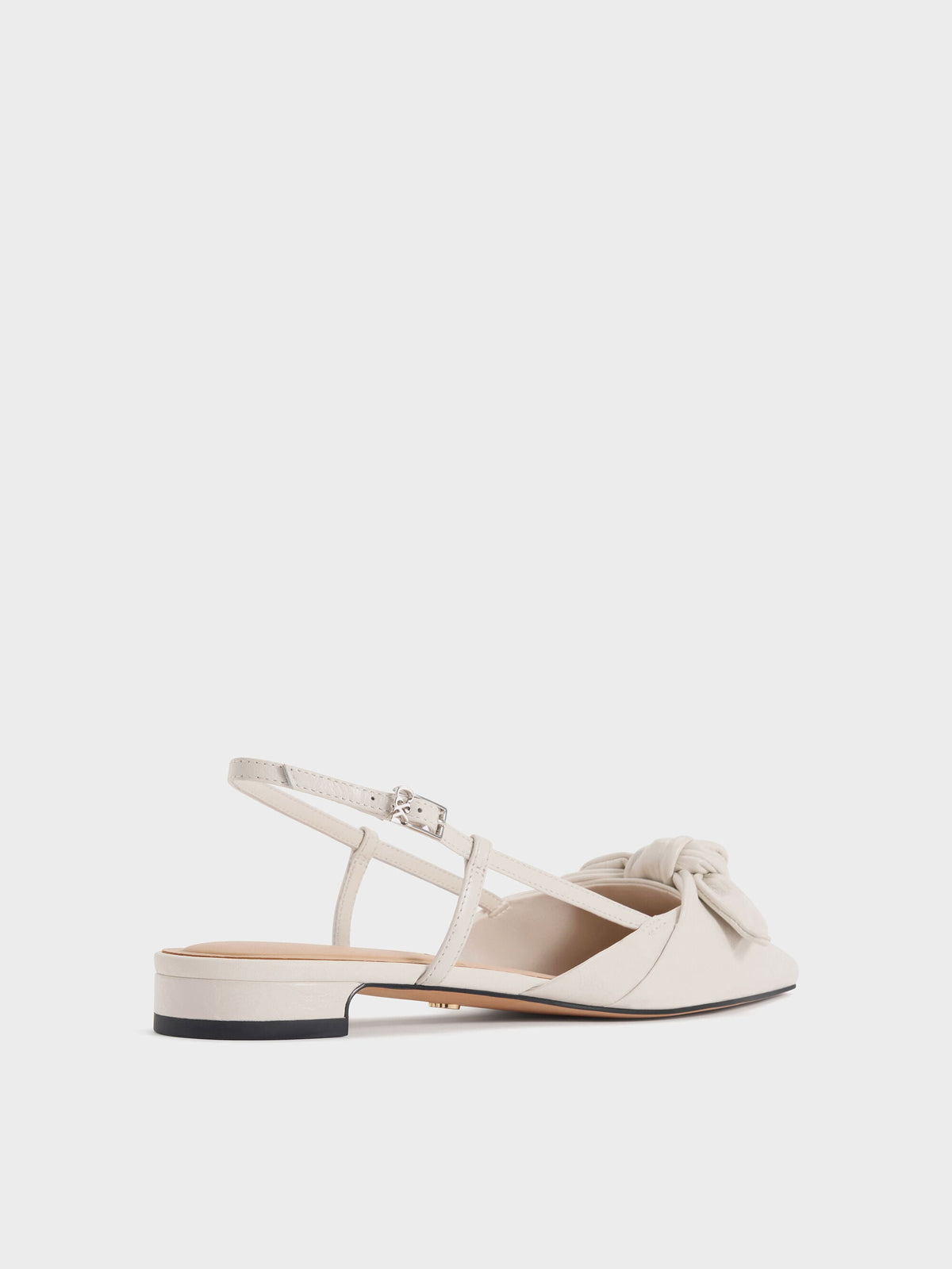 CHARLES & KEITH Discount | Jayce Leather Knot-Bow Slingback Flats - White