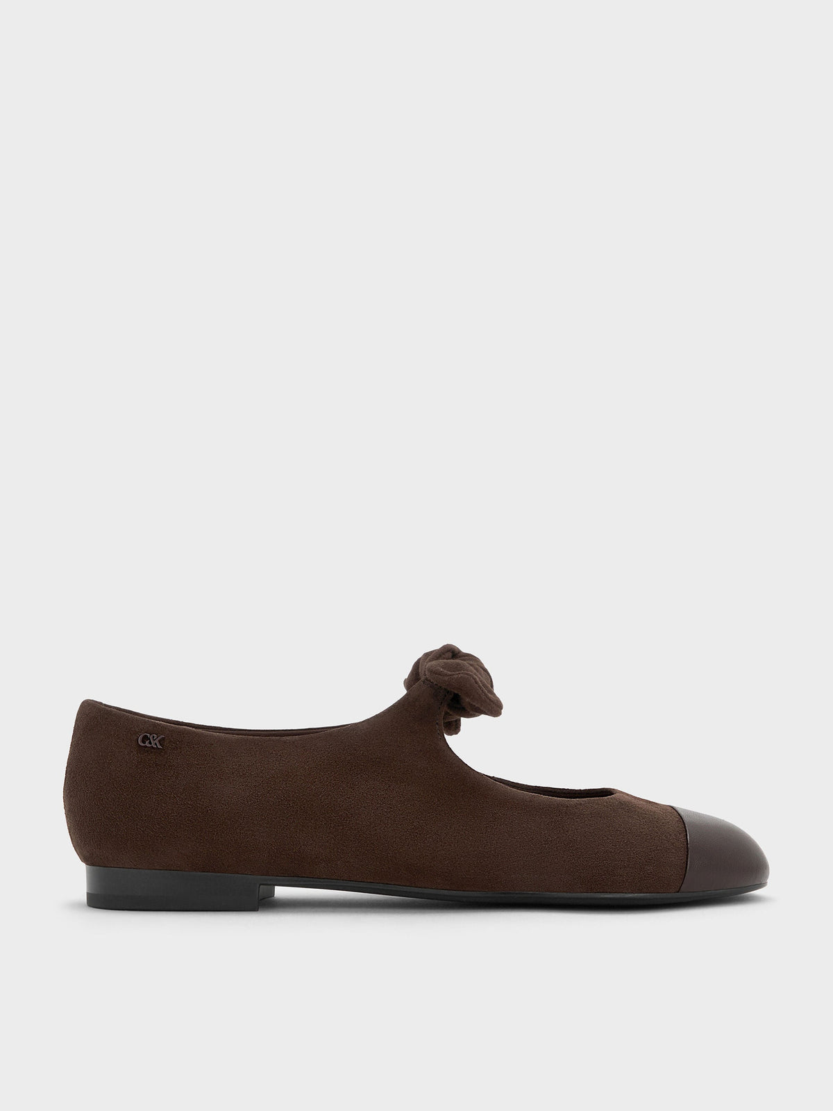 CHARLES & KEITH Hot Sale | Suede & Leather Mary Janes - Dark Brown Textured