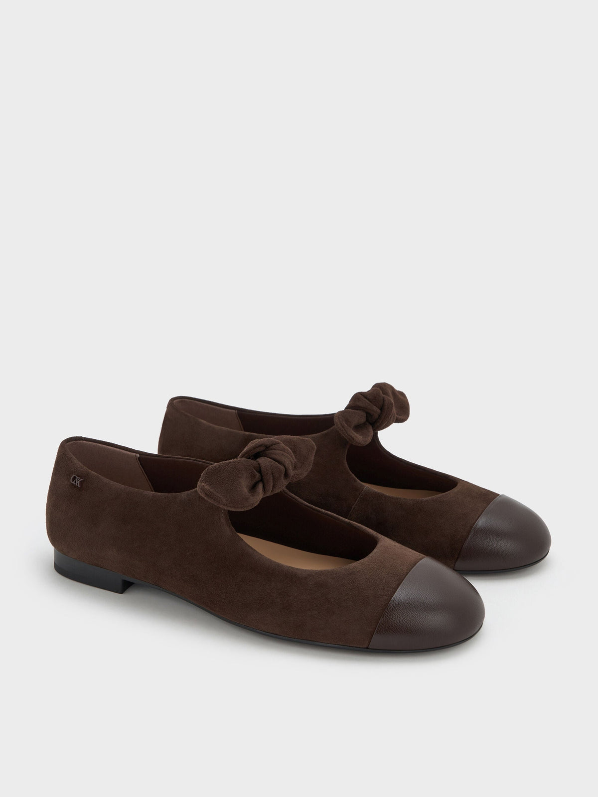 CHARLES & KEITH Hot Sale | Suede & Leather Mary Janes - Dark Brown Textured