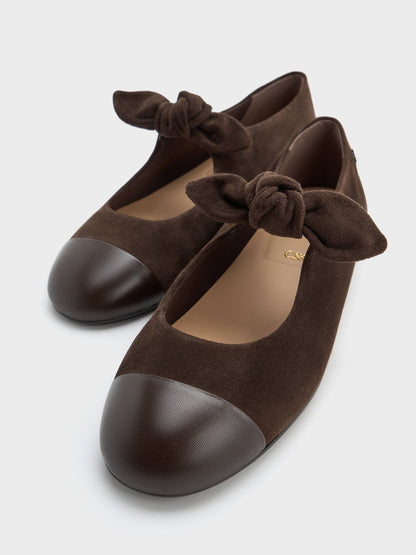CHARLES & KEITH Hot Sale | Suede & Leather Mary Janes - Dark Brown Textured