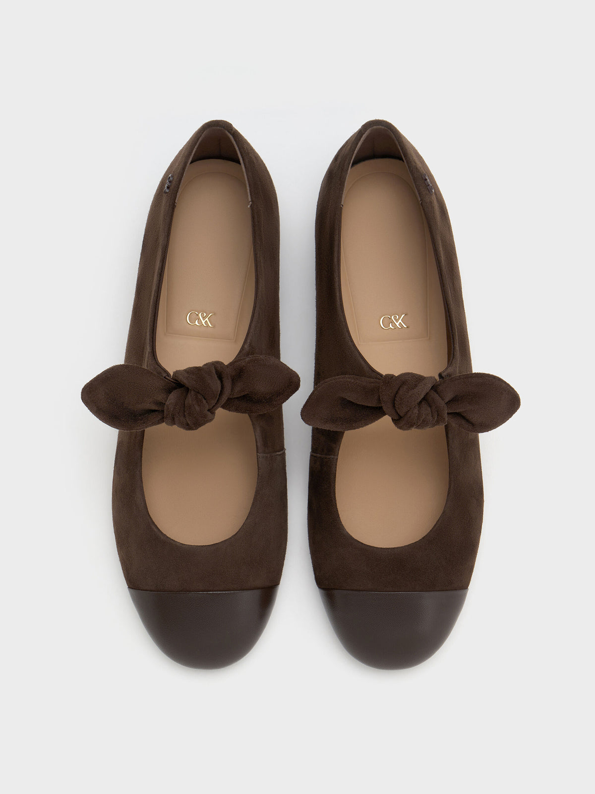 CHARLES & KEITH Hot Sale | Suede & Leather Mary Janes - Dark Brown Textured