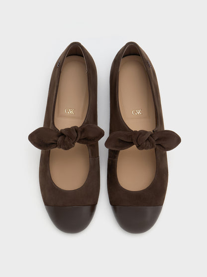CHARLES & KEITH Hot Sale | Suede & Leather Mary Janes - Dark Brown Textured