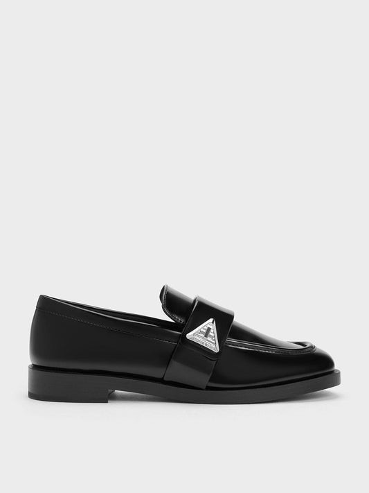 CHARLES & KEITH Trending | Trice Metallic Accent Loafers - Black Box