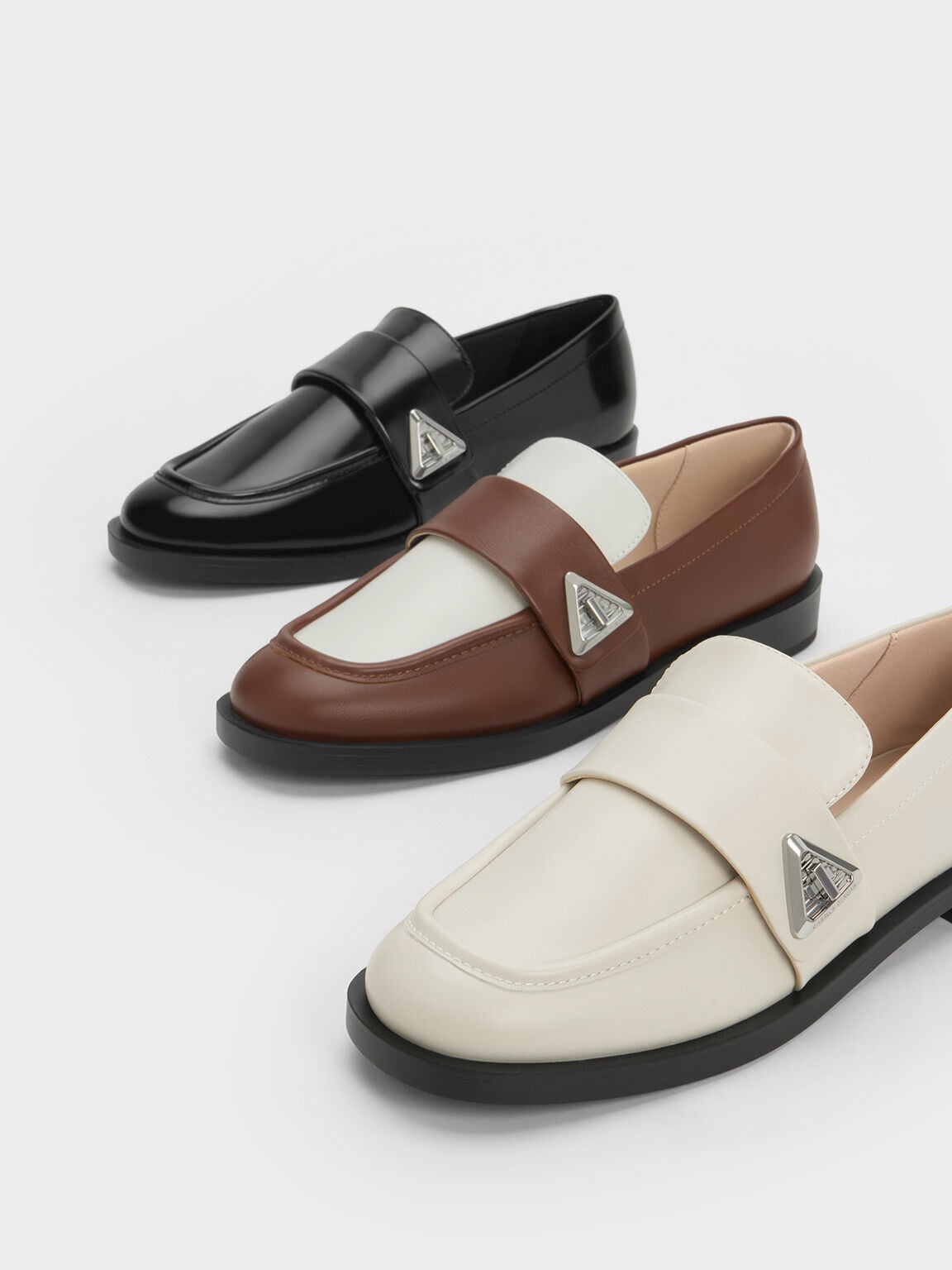 CHARLES & KEITH Trending | Trice Metallic Accent Loafers - Black Box