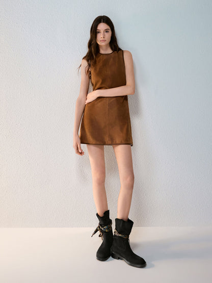 CHARLES & KEITH Trending | Faux Suede Printed-Scarf Calf Boots - Black Textured