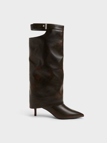 CHARLES & KEITH Trending | Cut-Out Stiletto Knee-High Boots - Brown