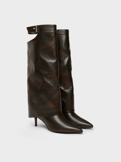 CHARLES & KEITH Trending | Cut-Out Stiletto Knee-High Boots - Brown