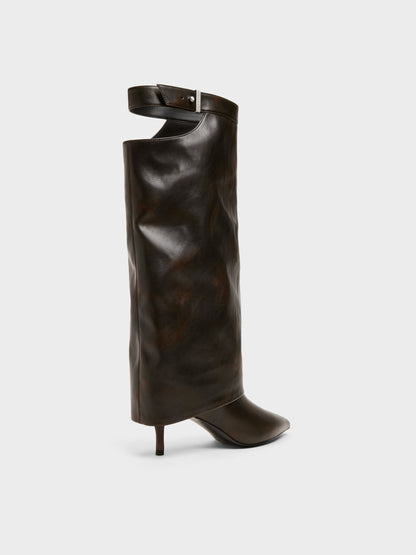 CHARLES & KEITH Trending | Cut-Out Stiletto Knee-High Boots - Brown