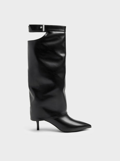 CHARLES & KEITH Trending | Cut-Out Stiletto Knee-High Boots - Black
