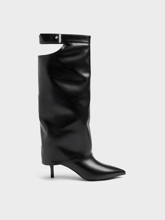 CHARLES & KEITH Trending | Cut-Out Stiletto Knee-High Boots - Black