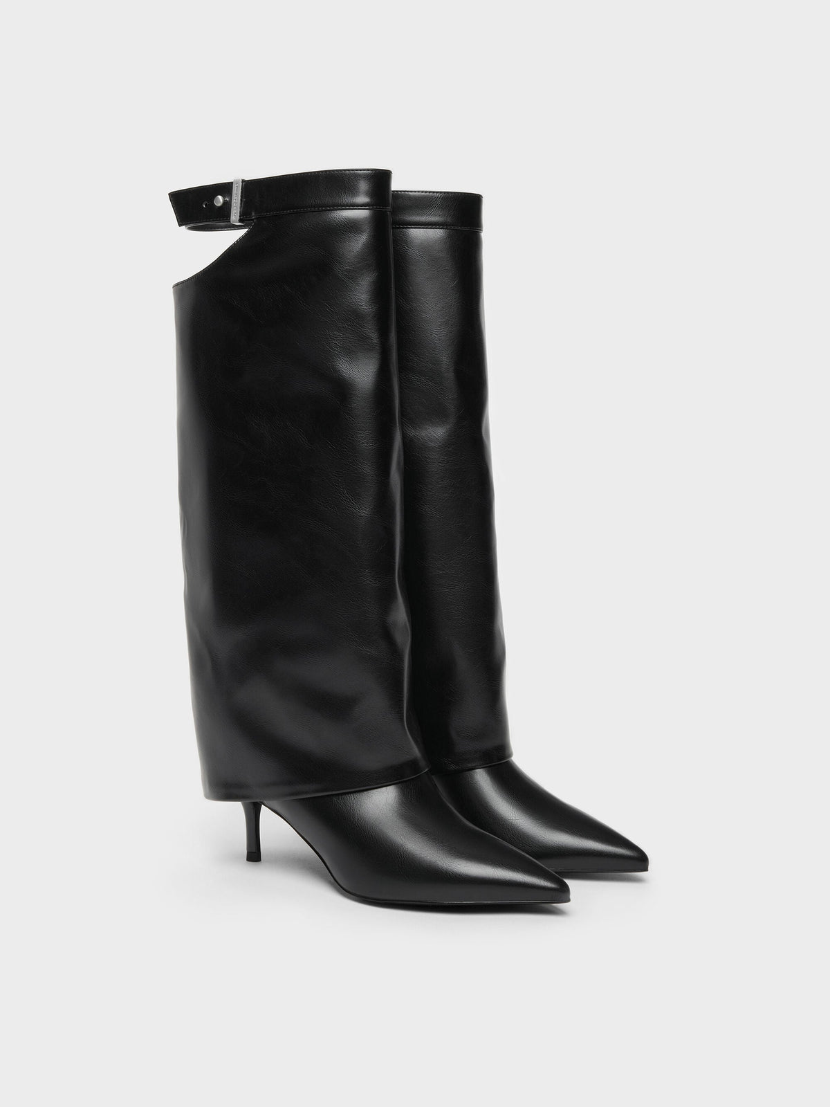 CHARLES & KEITH Trending | Cut-Out Stiletto Knee-High Boots - Black