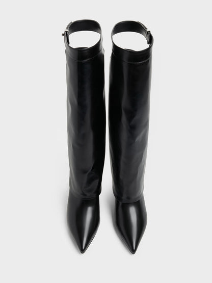 CHARLES & KEITH Trending | Cut-Out Stiletto Knee-High Boots - Black
