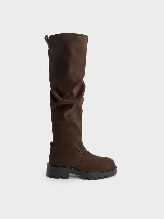 CHARLES & KEITH Discount | Camilla Faux Suede Thigh-High Boots - Dark Brown Textured