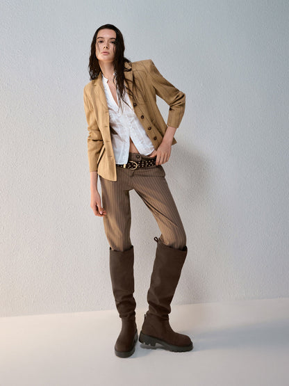 CHARLES & KEITH Discount | Camilla Faux Suede Thigh-High Boots - Dark Brown Textured