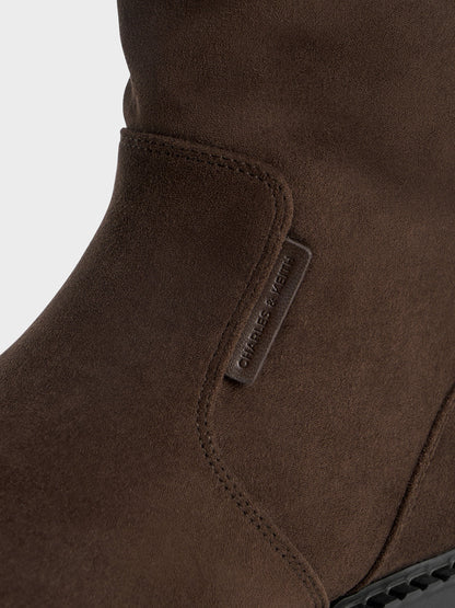 CHARLES & KEITH Discount | Camilla Faux Suede Thigh-High Boots - Dark Brown Textured