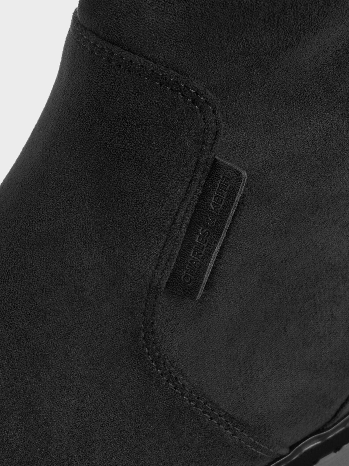 CHARLES & KEITH Recommended | Camilla Faux Suede Thigh-High Boots - Black Textured