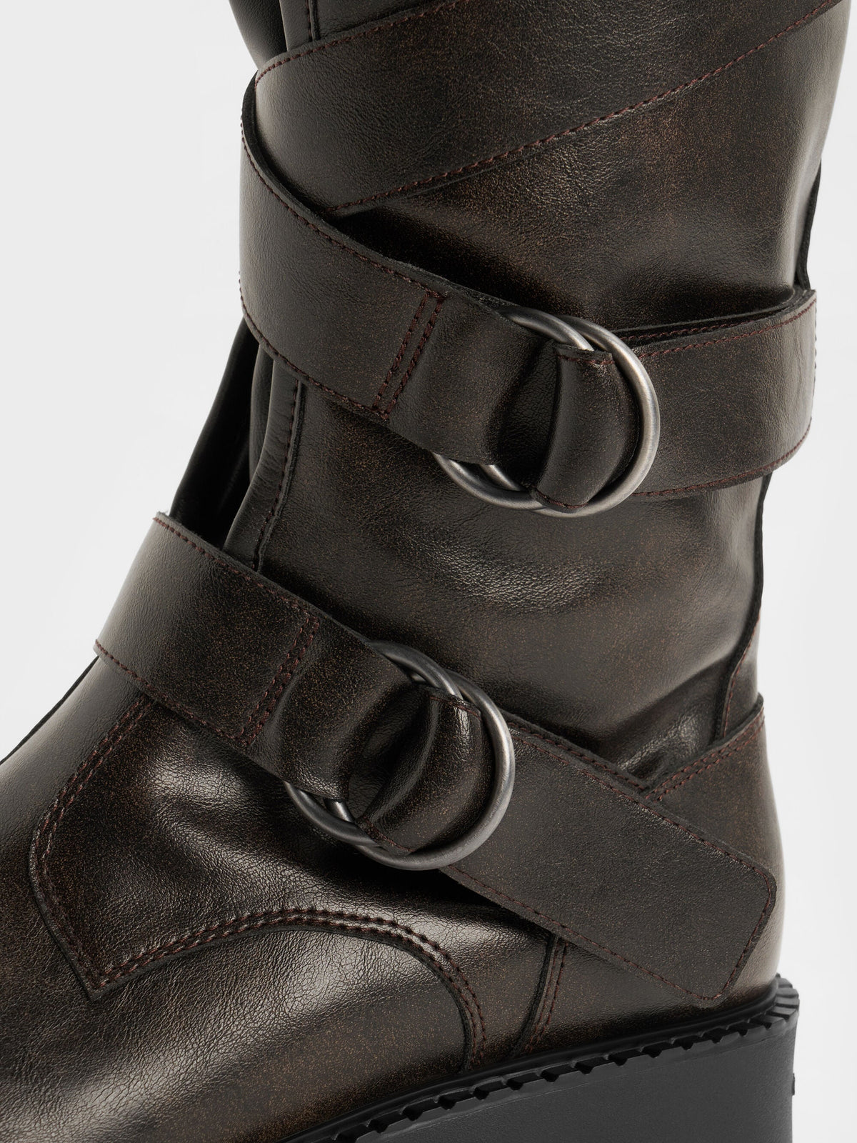 CHARLES & KEITH Discount | Double-Strap Knee-High Boots - Dark Brown