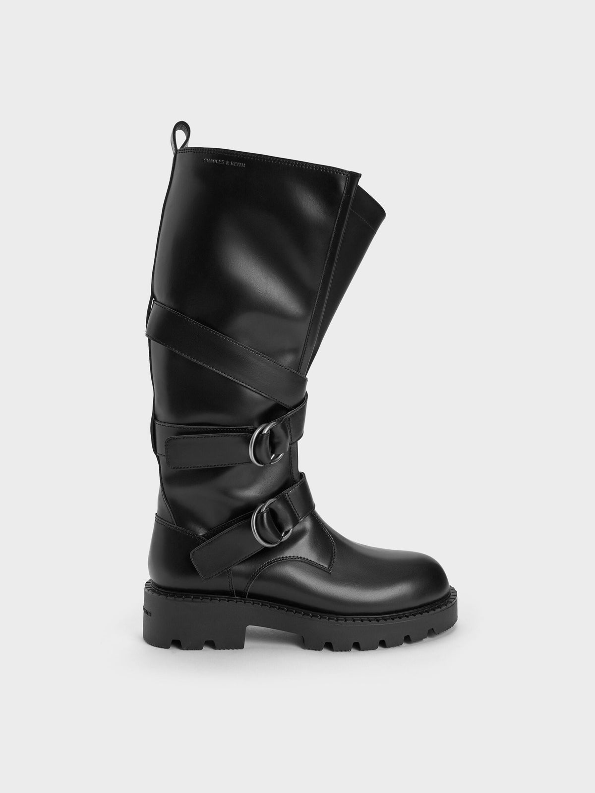 CHARLES & KEITH Popular | Double-Strap Knee-High Boots - Black