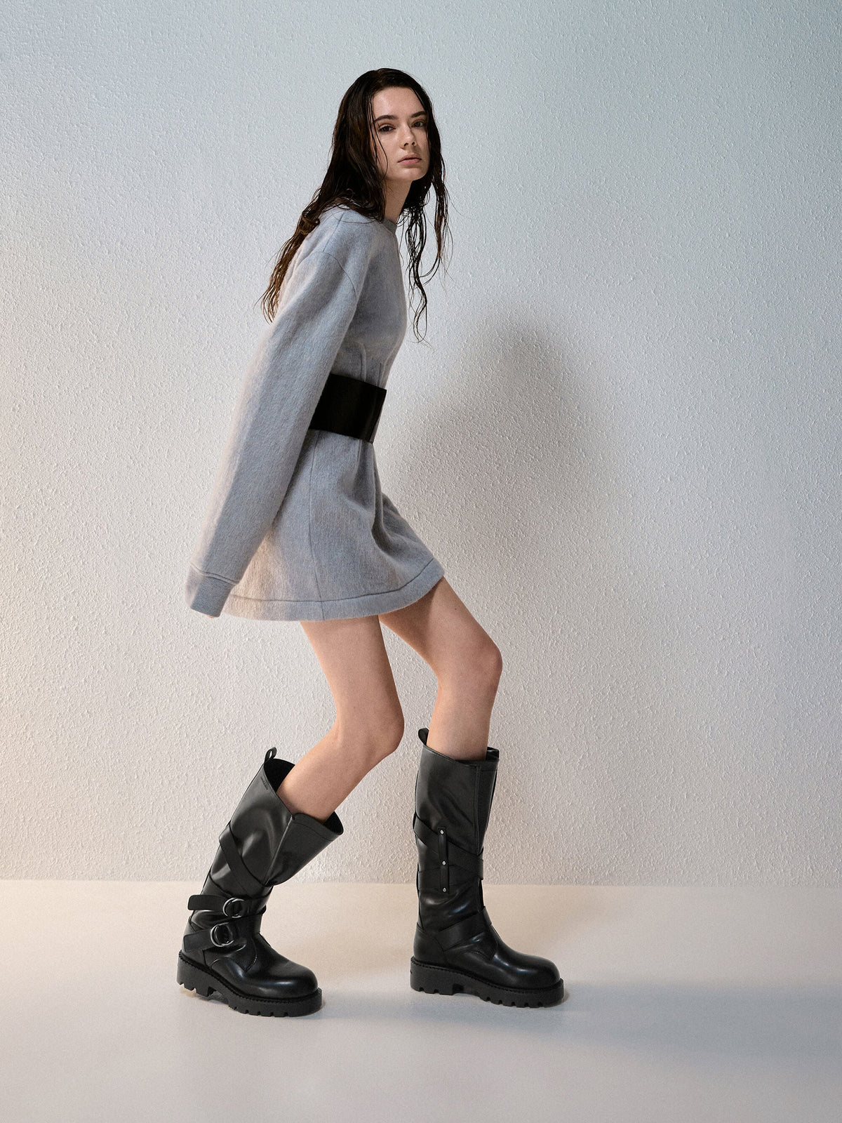 CHARLES & KEITH Popular | Double-Strap Knee-High Boots - Black
