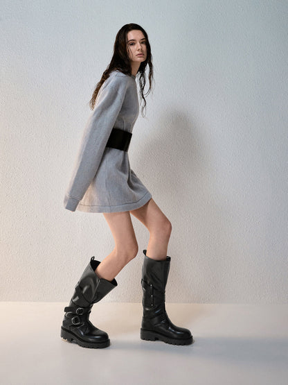 CHARLES & KEITH Popular | Double-Strap Knee-High Boots - Black