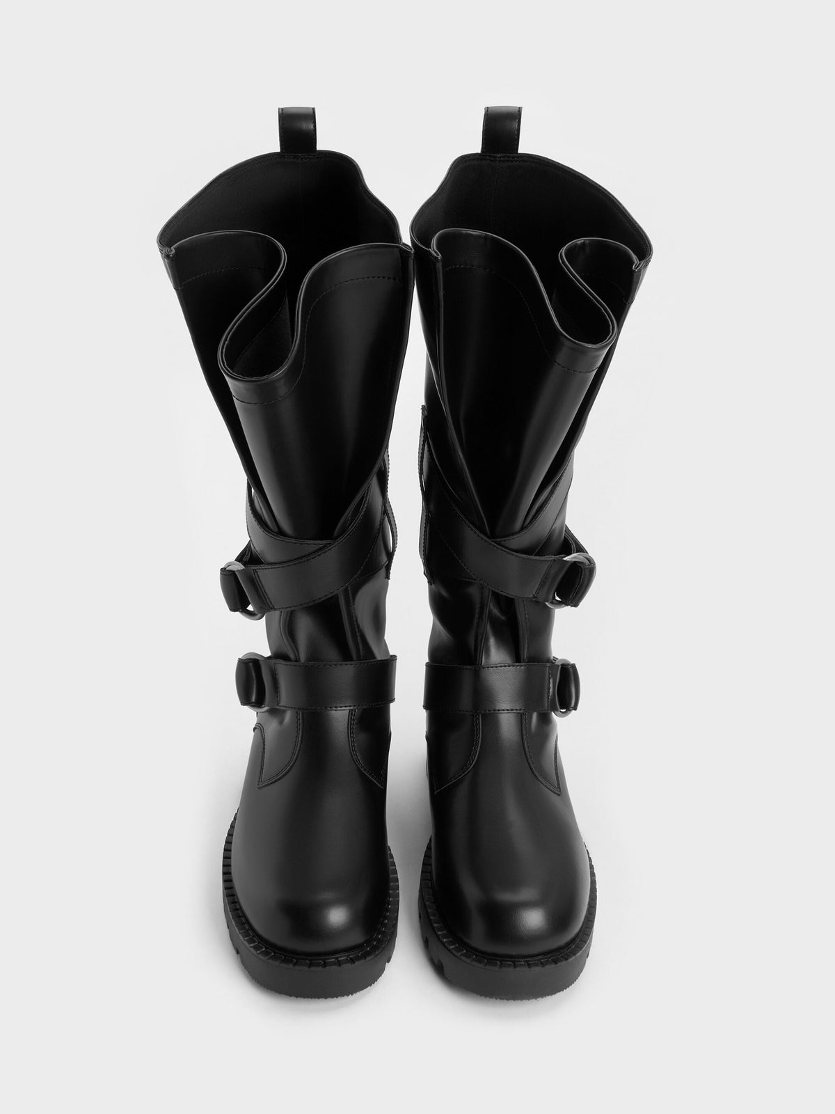 CHARLES & KEITH Popular | Double-Strap Knee-High Boots - Black