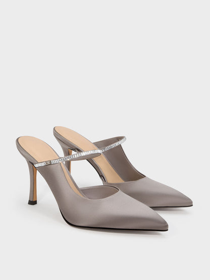 CHARLES & KEITH Special Offer | Gem D'Orsay Stiletto Mules - Pewter
