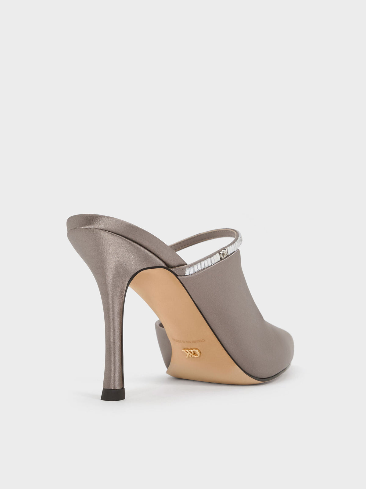 CHARLES & KEITH Special Offer | Gem D'Orsay Stiletto Mules - Pewter