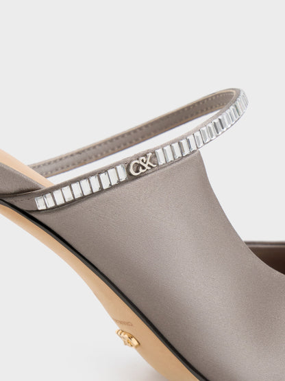 CHARLES & KEITH Special Offer | Gem D'Orsay Stiletto Mules - Pewter