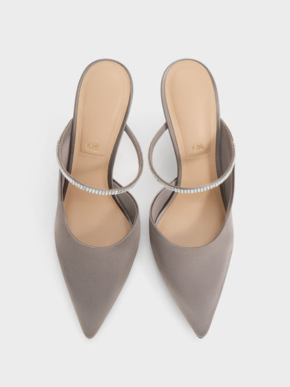 CHARLES & KEITH Special Offer | Gem D'Orsay Stiletto Mules - Pewter