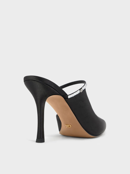 CHARLES & KEITH Featured | Gem D'Orsay Stiletto Mules - Black Textured