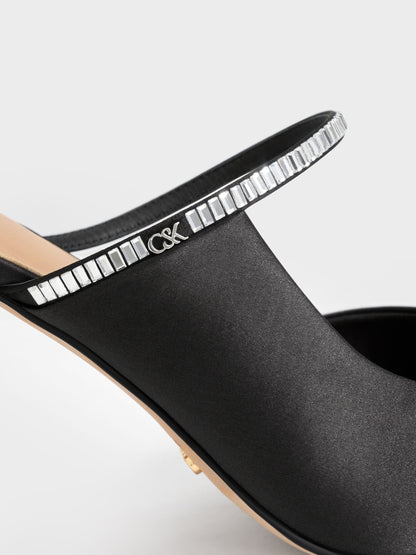 CHARLES & KEITH Featured | Gem D'Orsay Stiletto Mules - Black Textured