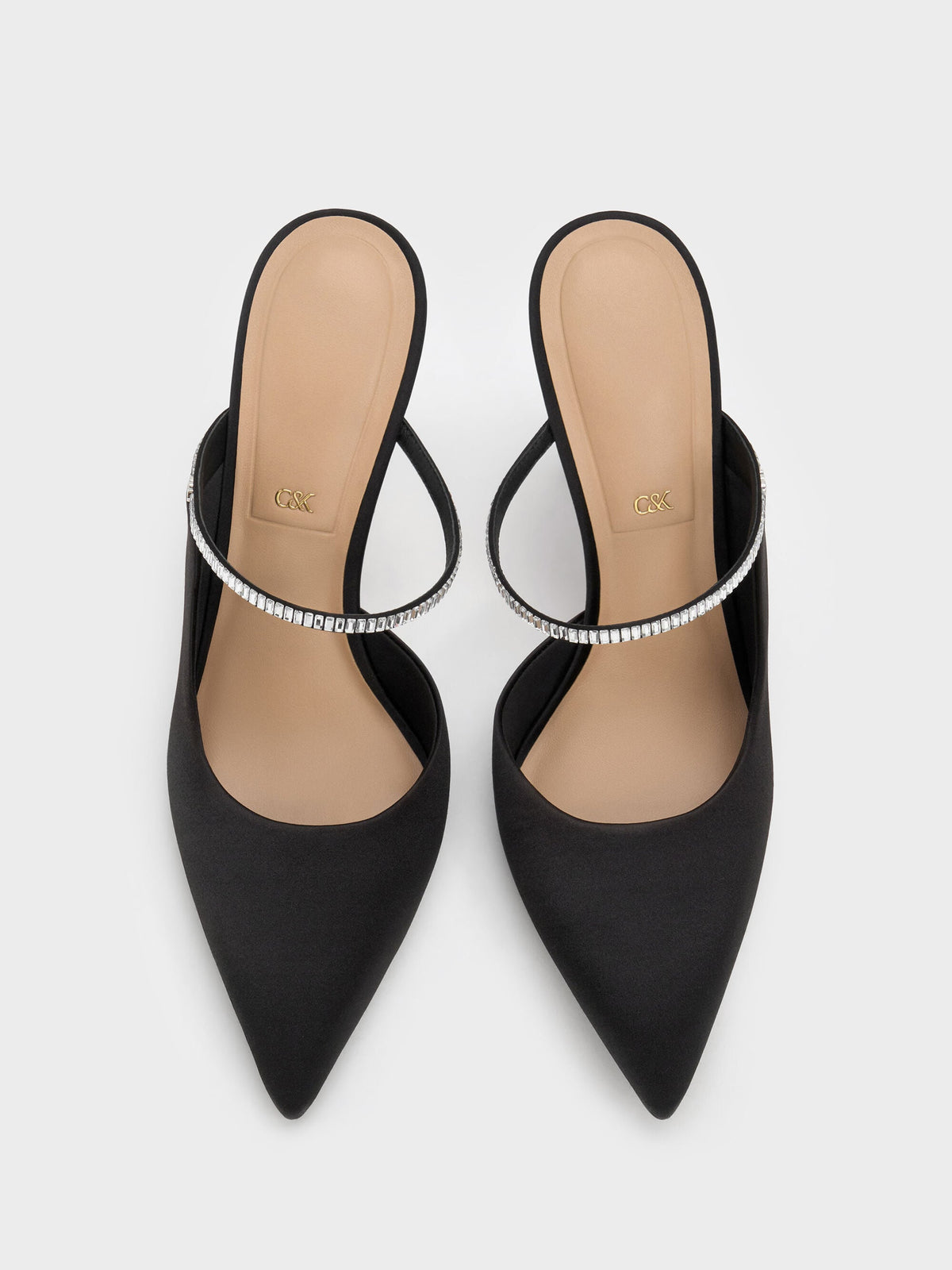CHARLES & KEITH Featured | Gem D'Orsay Stiletto Mules - Black Textured