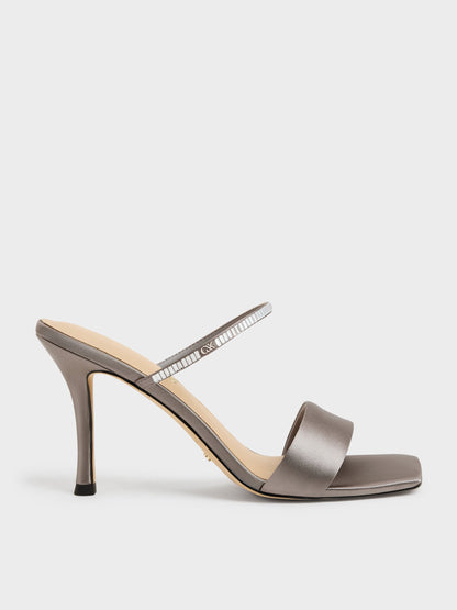 CHARLES & KEITH Best Price | Gem Heeled Mules - Pewter